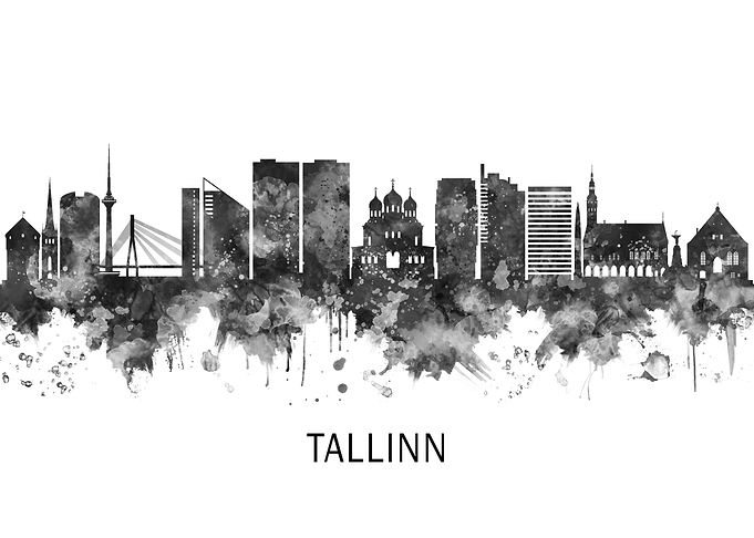 Tallinn Estonia Skyline BW