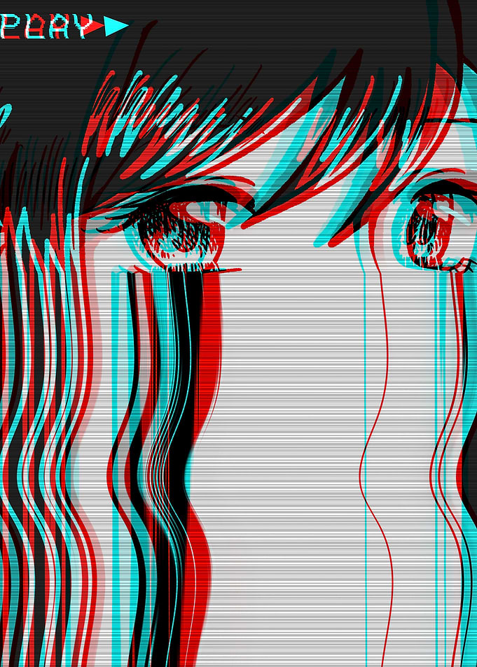 VHS Glitch Anime Girl
