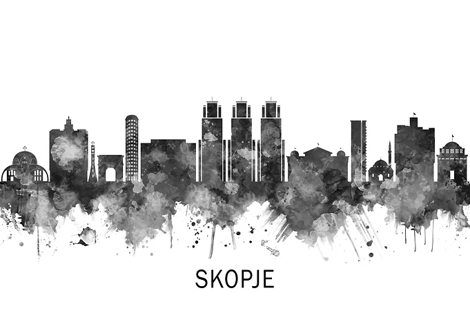 Skopje Skyline BW
