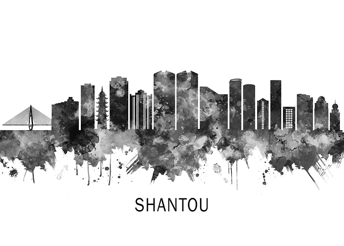 Shantou China Skyline BW