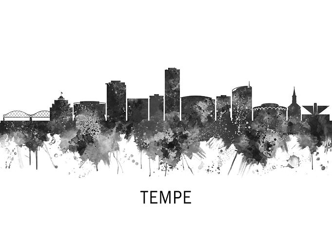 Tempe Arizona Skyline BW