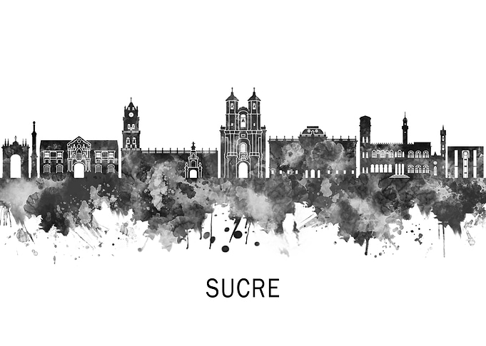 Sucre Bolivia Skyline BW