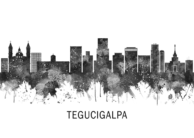 Tegucigalpa Skyline BW