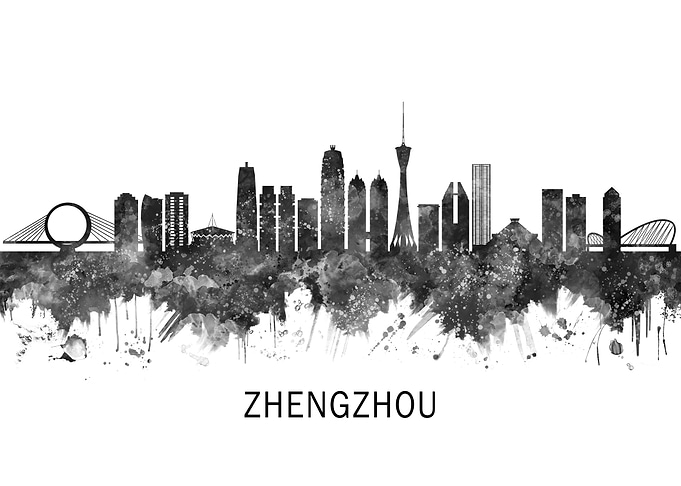Zhengzhou China Skyline BW