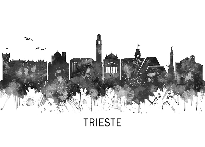 Trieste Italy Skyline BW