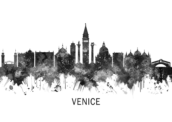 Venice Italy Skyline BW