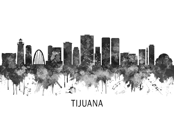 Tijuana Mexico Skyline BW