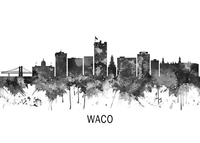 Waco Texas Skyline BW