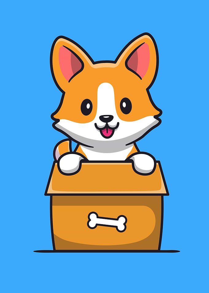 Cute Corgi In Box