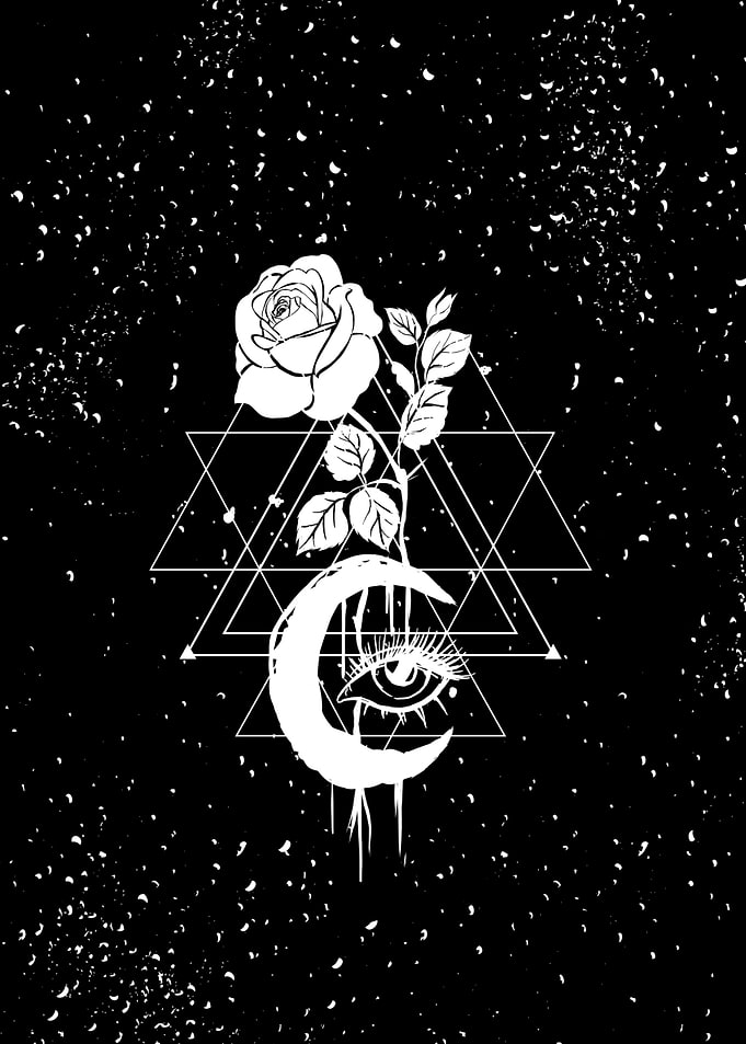 Moon Rose Occult Symbol