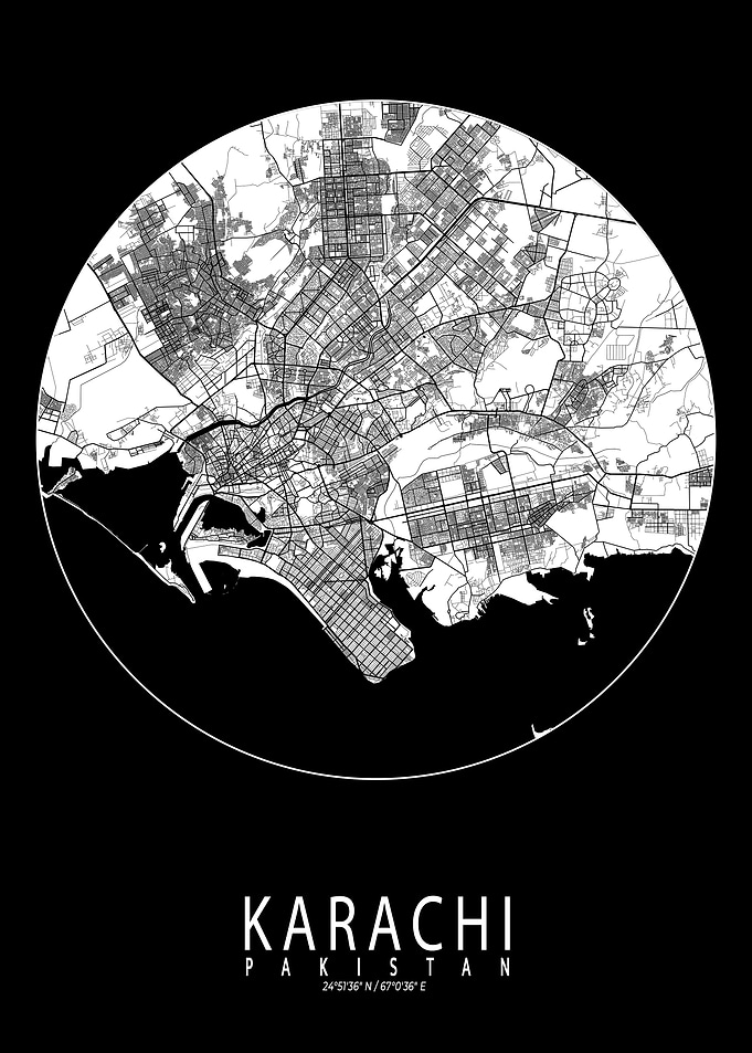 Karachi City Map Moon
