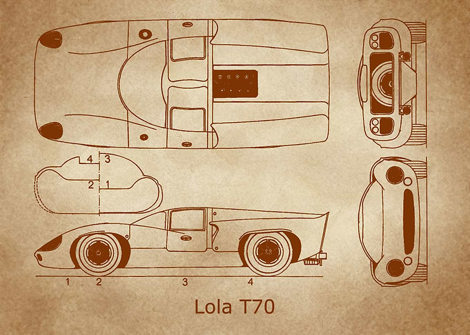Lola T70 Blueprint old