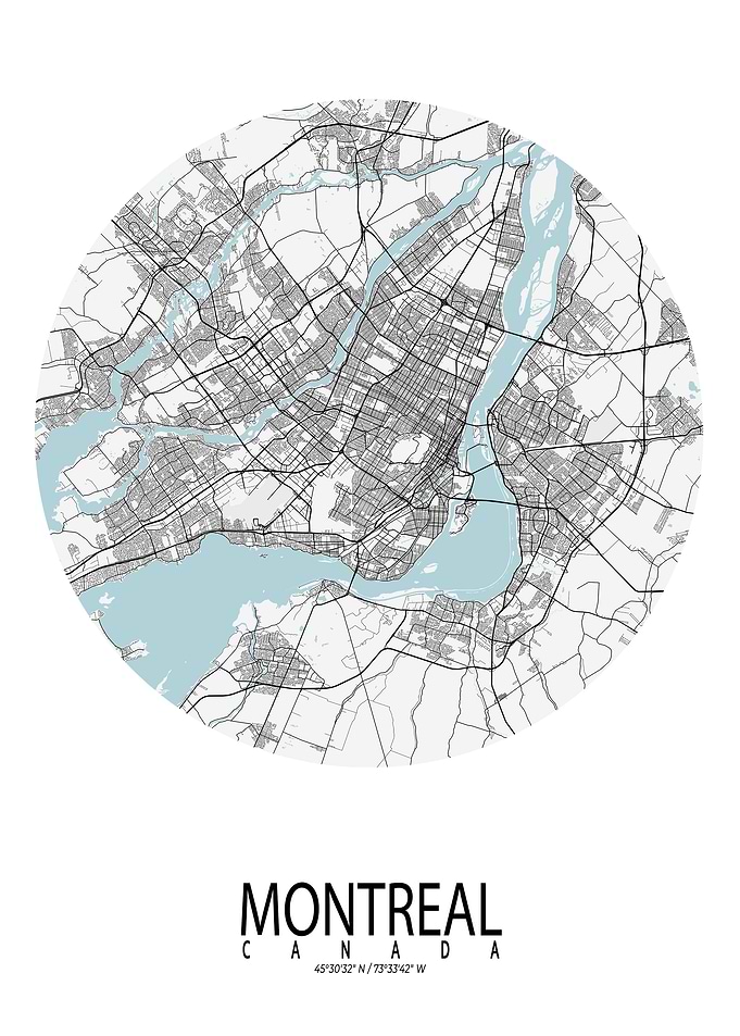 Montreal City Map Circle