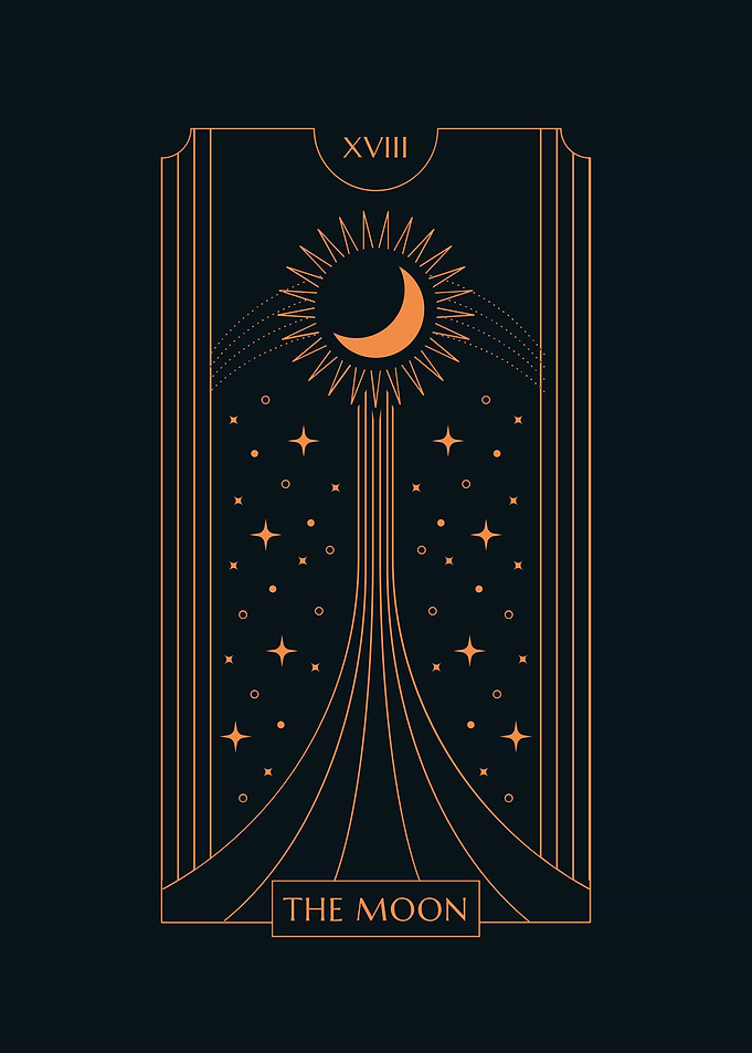 Black Tarot Card THE MOON