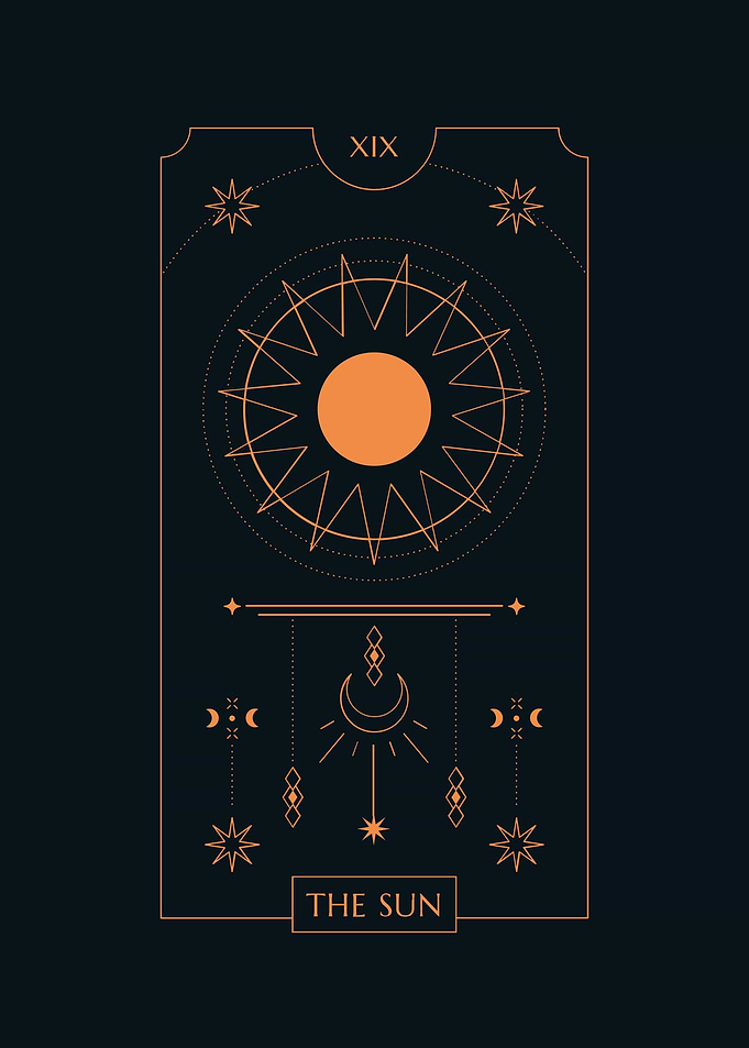 Black Tarot Card THE SUN
