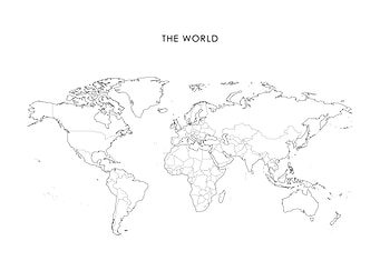 World Map Black and White