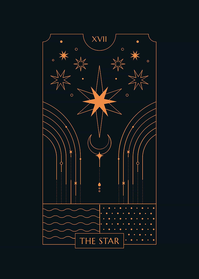 Black Tarot Card THE STAR