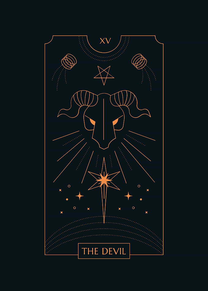 Black Tarot Card THE DEVIL