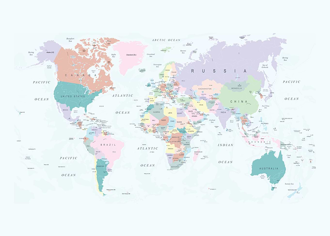 World Map Pastel