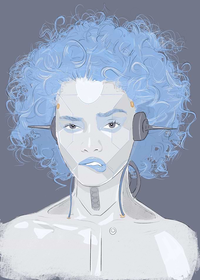 Pinup Robot in blue