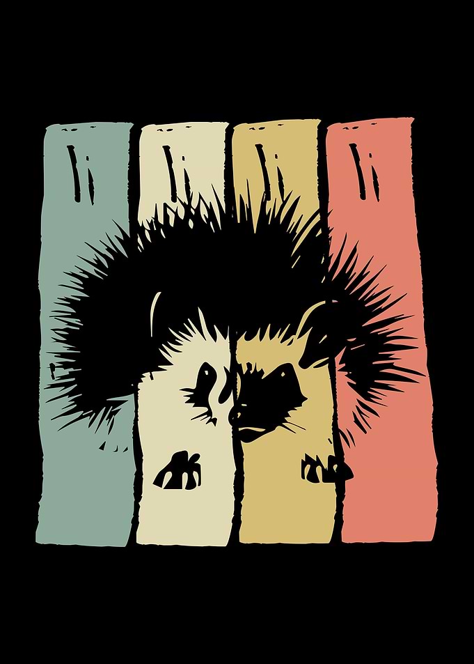 Hedgehog Silhouette Retro