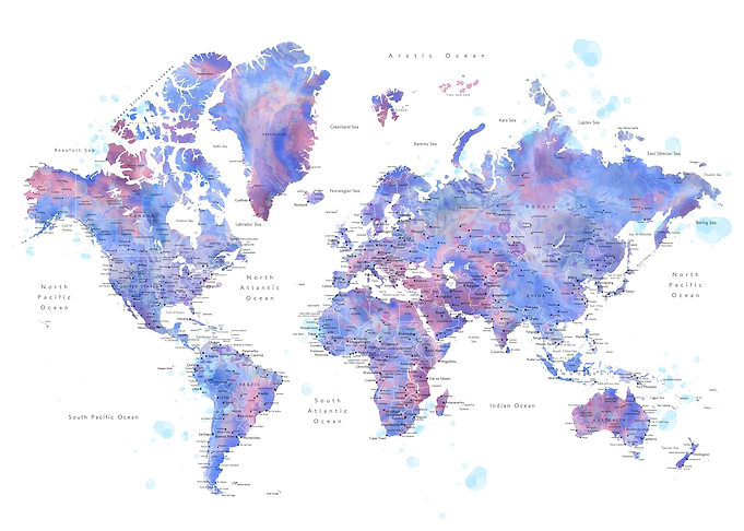 Zora world map with cities