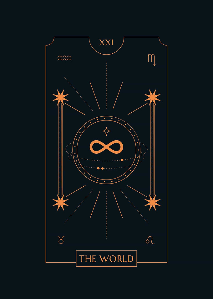 Black Tarot Card THE WORLD