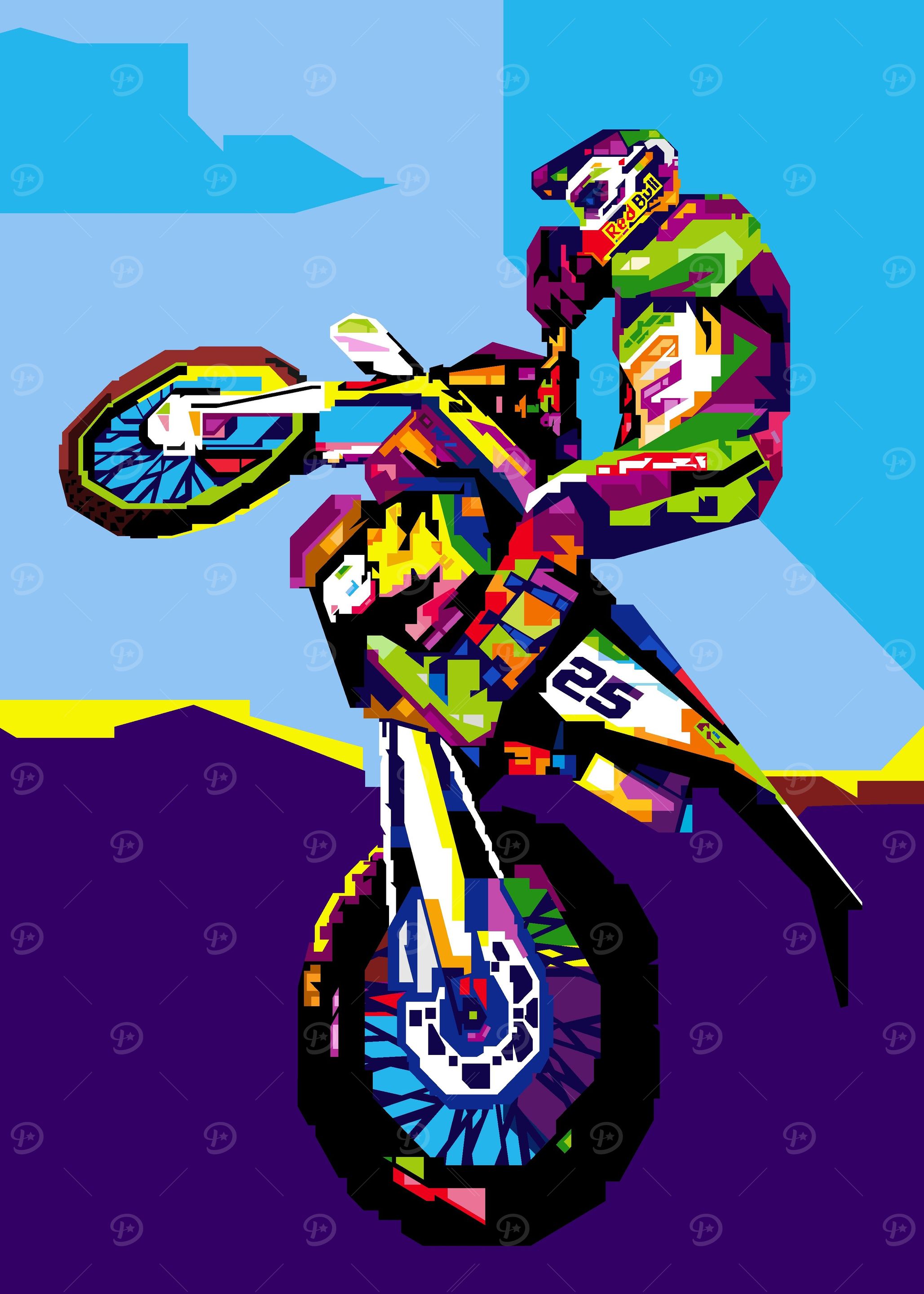 Motocross in Pop Art Style