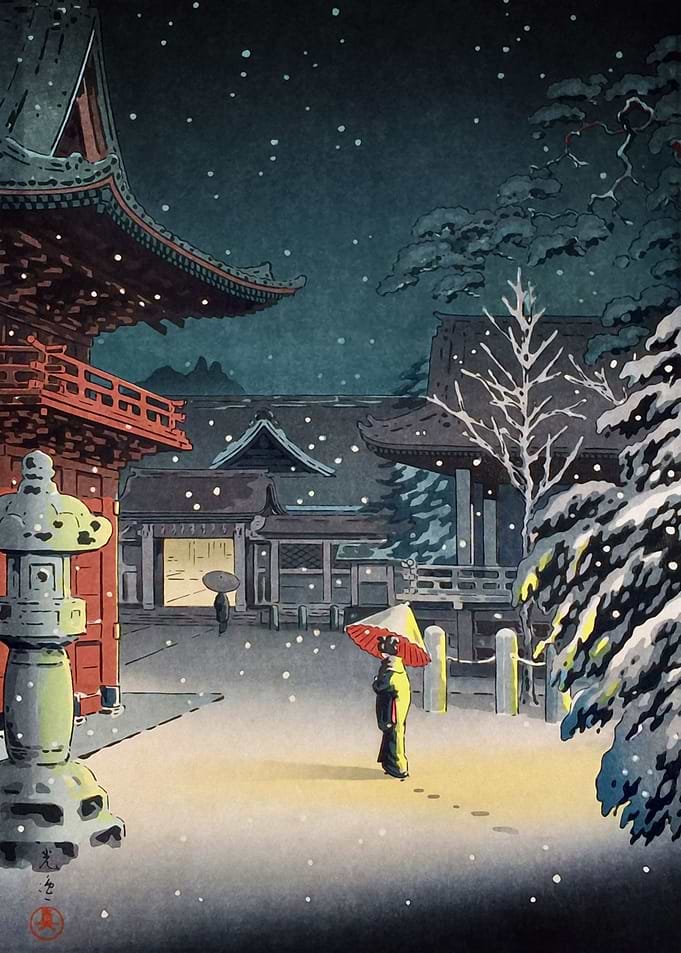 Snow at Nezu Shrine