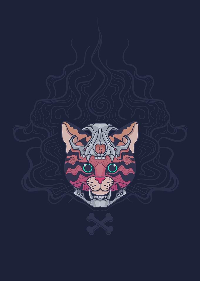 skull striped cat