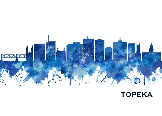 Topeka Kansas Skyline Blue