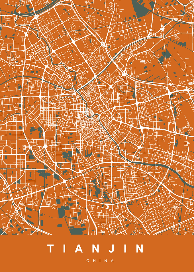 TIANJIN Map China Orange