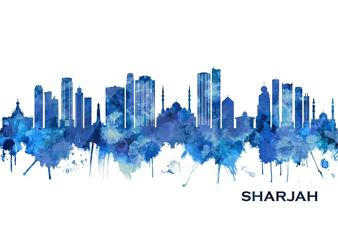 Sharjah UAE Skyline Blue