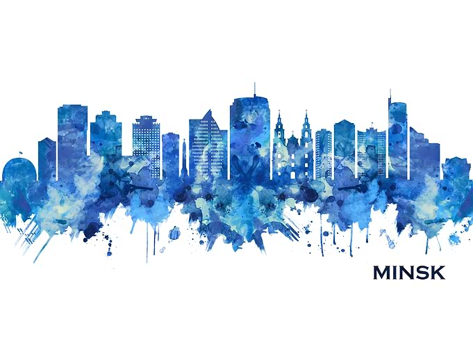 Minsk Belarus Skyline Blue