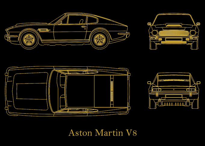 Aston Martin V8 1978 gold