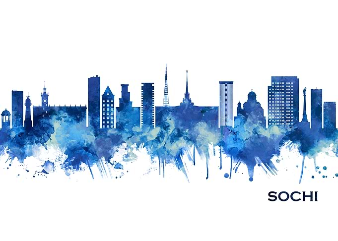 Sochi Russia Skyline Blue