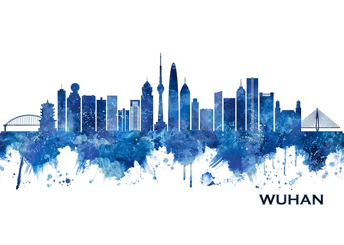 Wuhan China Skyline Blue
