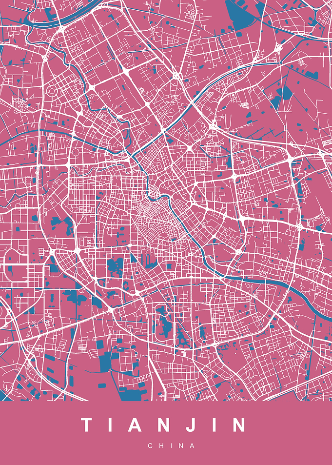 TIANJIN Map China Pink