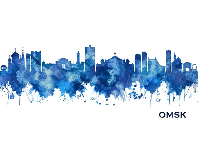 Omsk Russia Skyline Blue