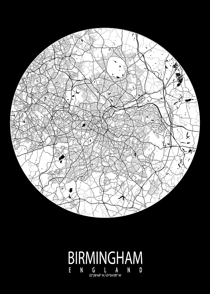 Birmingham City Map Moon