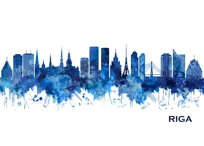 Riga Latvia Skyline Blue