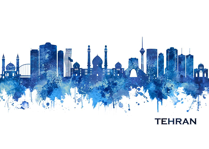 Tehran Iran Skyline Blue