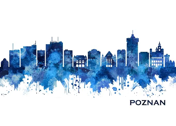 Poznan Poland Skyline Blue