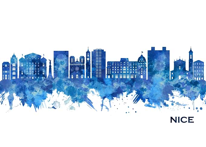 Nice France Skyline Blue