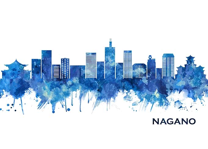 Nagano Japan Skyline Blue