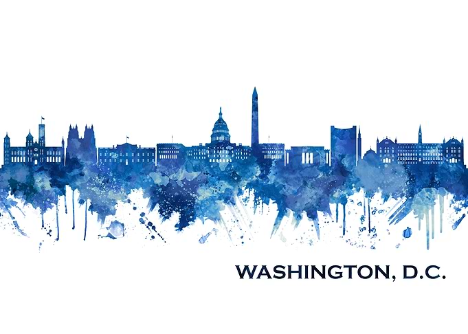 Washington DC Skyline Blue