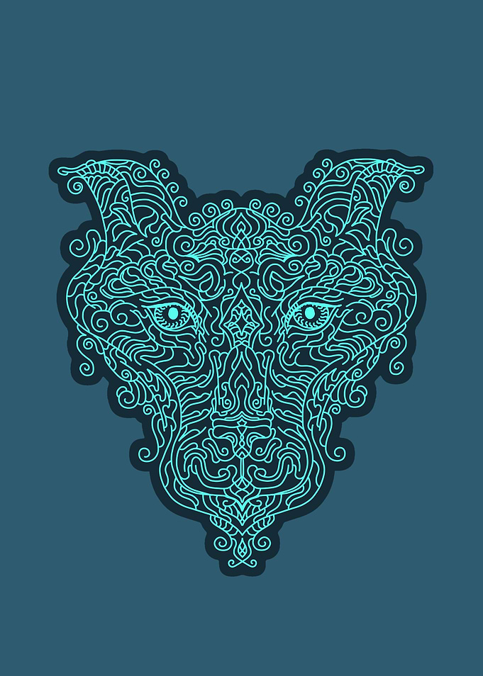 Abstract wolf head in blue