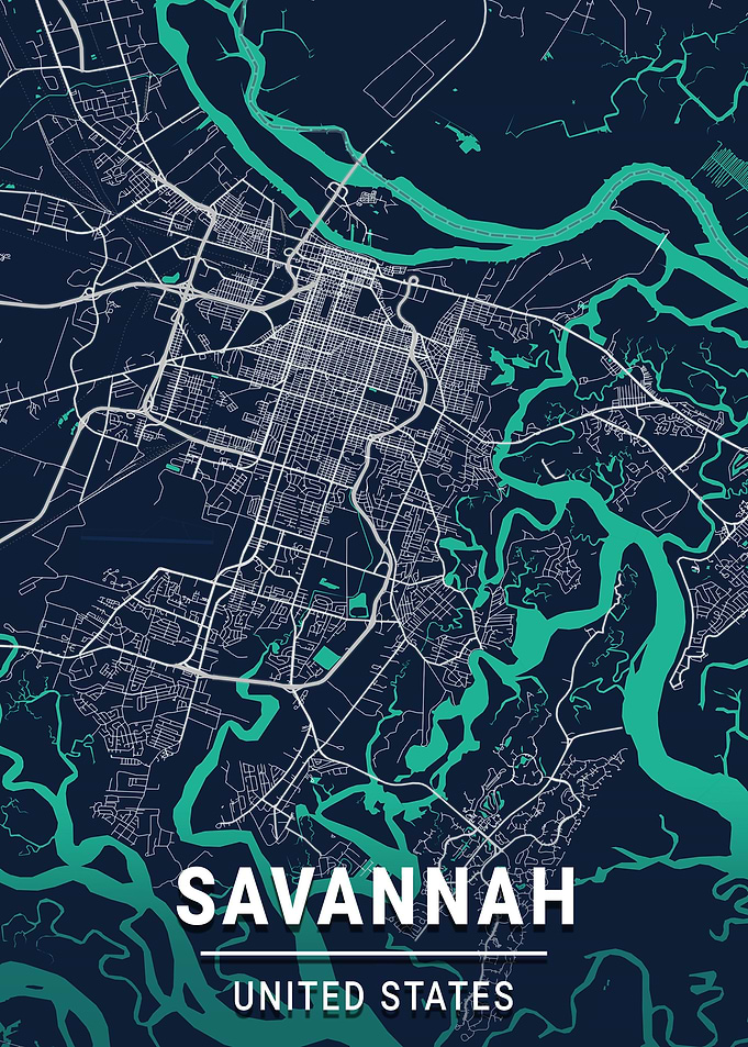 USA savannah Georgia map