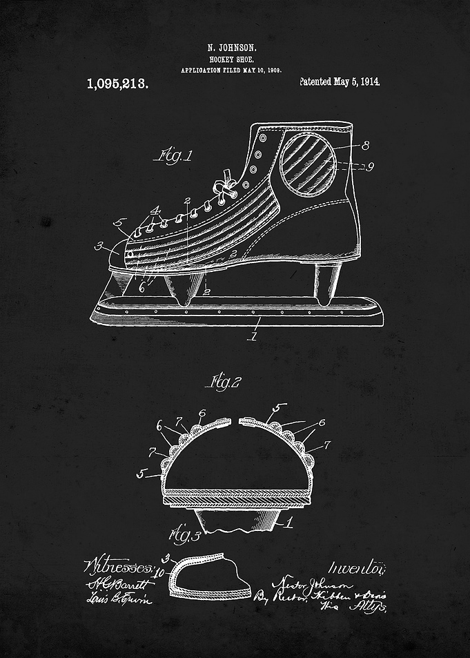 Hockey Shoe 1914 Patent