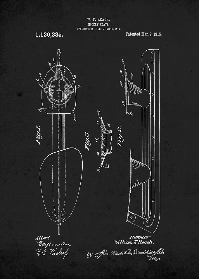 Hockey Skate 1915 Patent